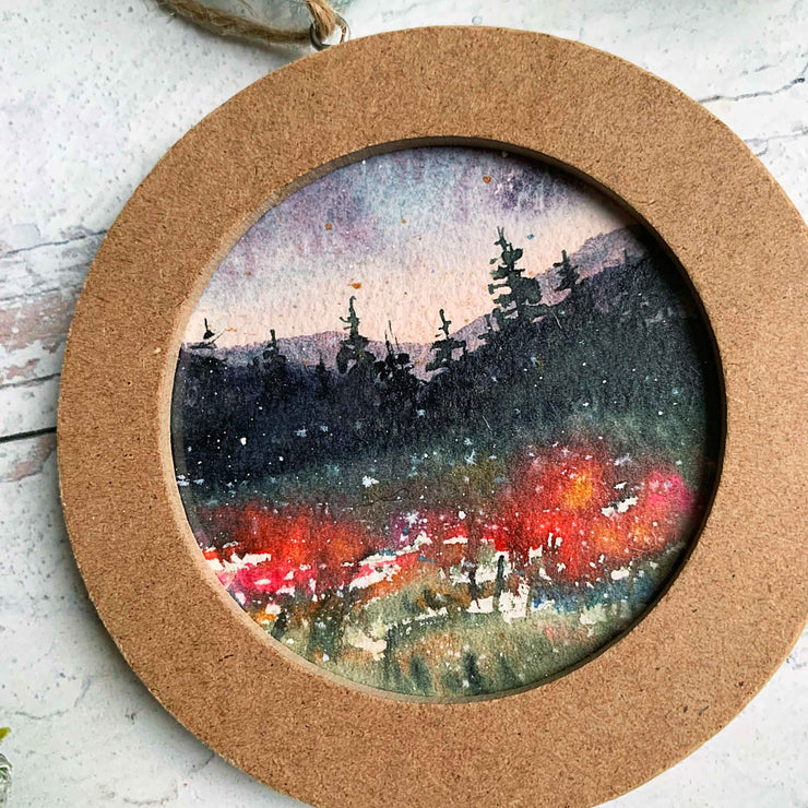Hand-painted Watercolor "Mountain Meadow" Ornament