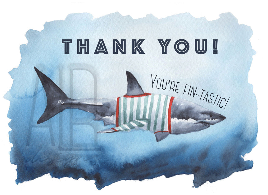 Thank You Shark 5x7 Blank Greeting Card – ALR Designs