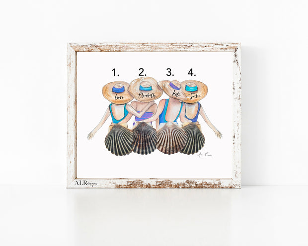 PERSONALIZED Shell Friends, 8x10 or 5x7  Fine Art Print