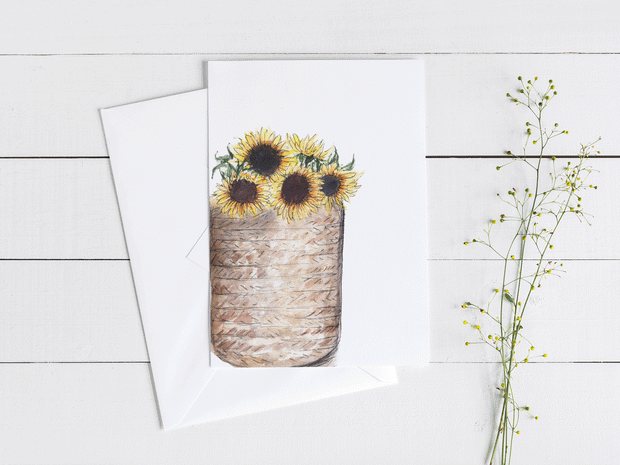 Sunflower Basket 5x7 Blank Greeting Card