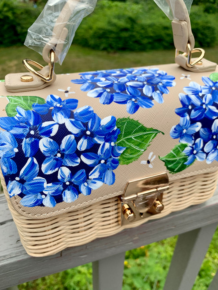 Hand Painted Hydrangea Bag *RESERVED*