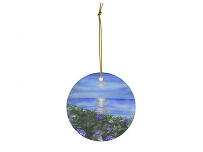 Hydrangea Moonlight Ceramic Christmas Ornament