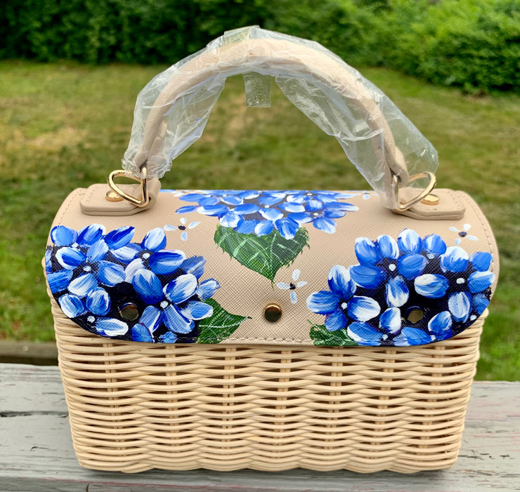 Hand Painted Hydrangea Bag *RESERVED*