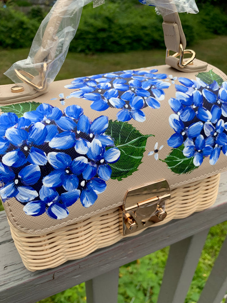 Hand Painted Hydrangea Bag *RESERVED*