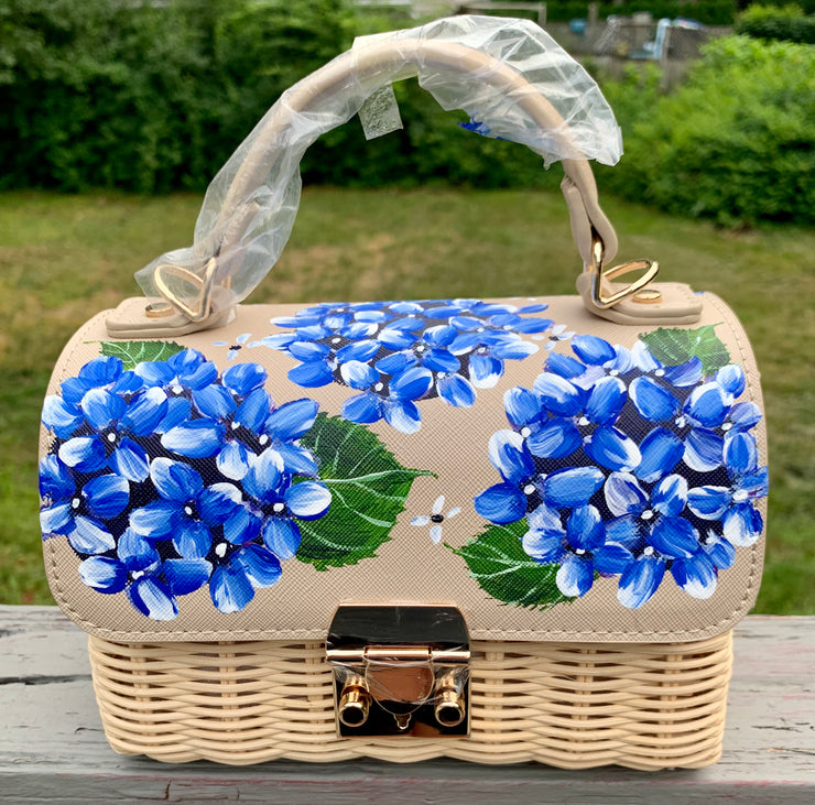 Hand Painted Hydrangea Bag *RESERVED*