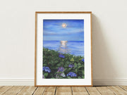 Hydrangea Moonlight  Coastal Watercolor Print – 5x7, 8x10, or 11x14 Fine Art by ALR Designs
