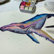 Metallic Humpback 01 Original Watercolor Painting