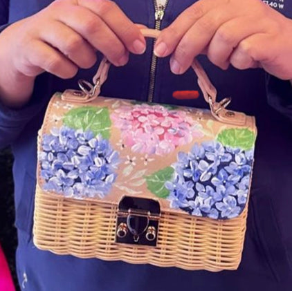 Custom Hand Painted Hydrangea Bag, Blush