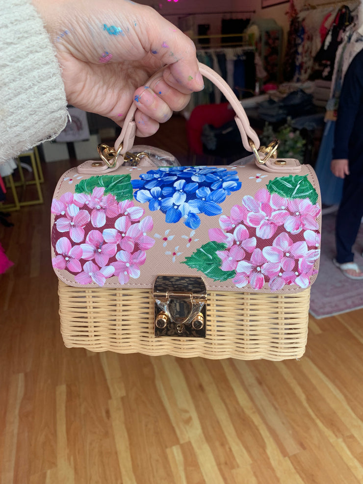 Custom Hand Painted Hydrangea Bag, Blush