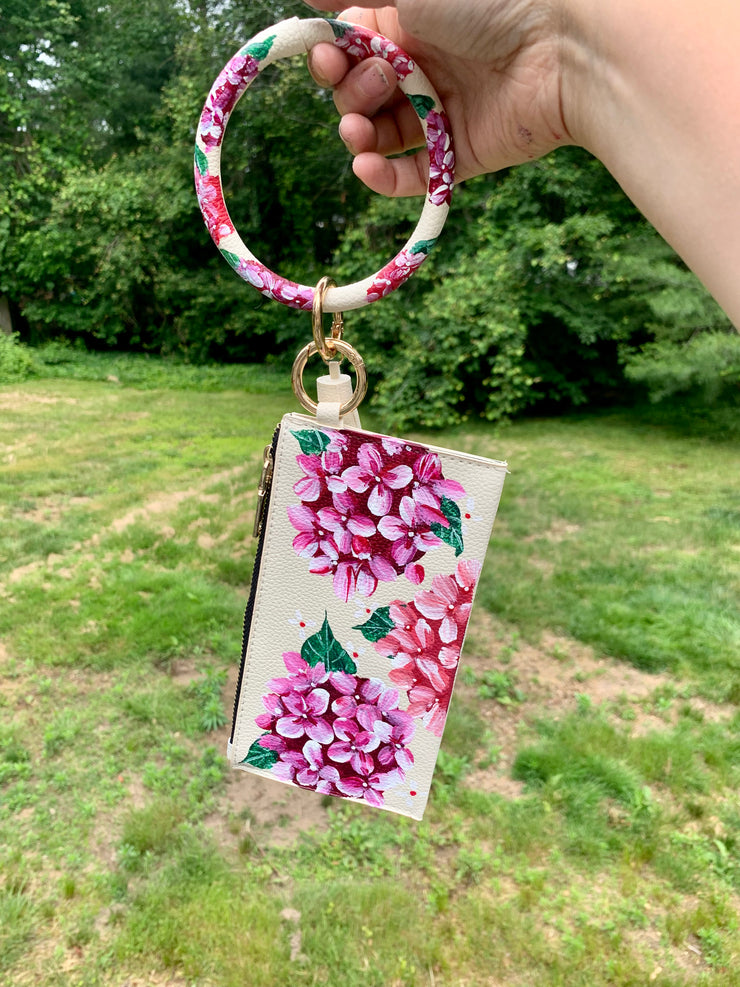 Custom Hand-Painted Hydrangea Wristlet