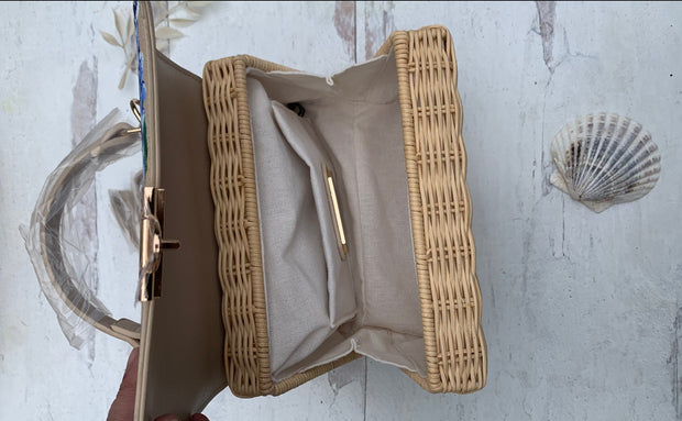 Hand Painted Hydrangea Bag Blue-01