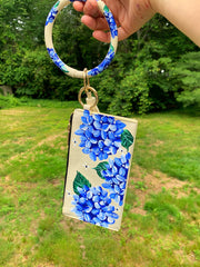 Custom Hand-Painted Hydrangea Wristlet