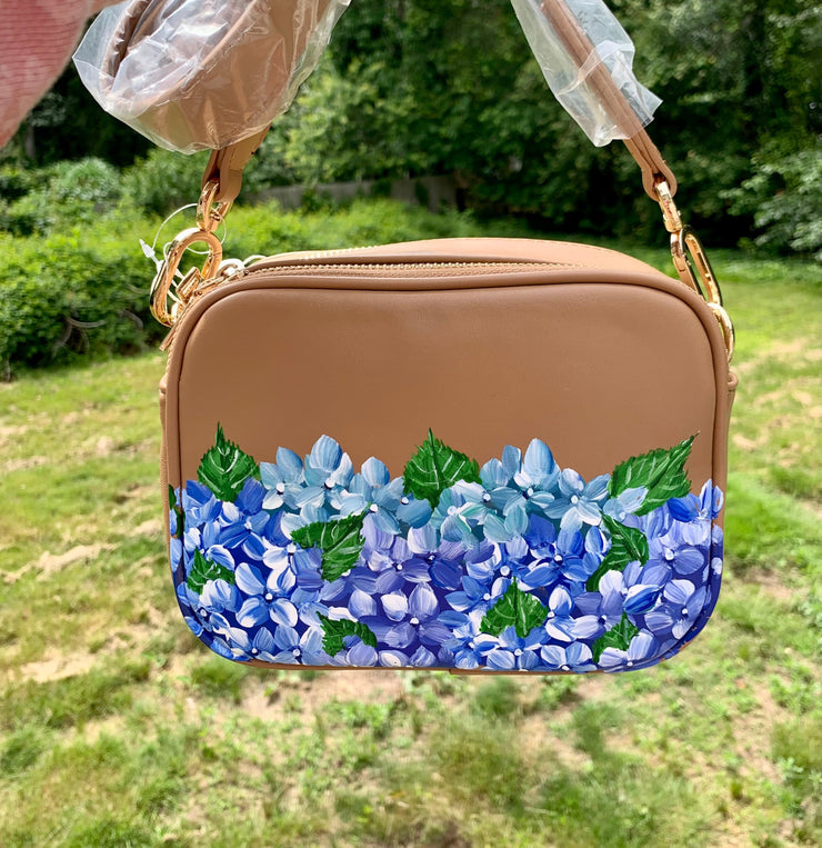 Crossbody Hand Painted Hydrangea Bag 11