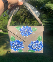 Custom Hand-Painted Hydrangea Envelope Crossbody Bag, GREY