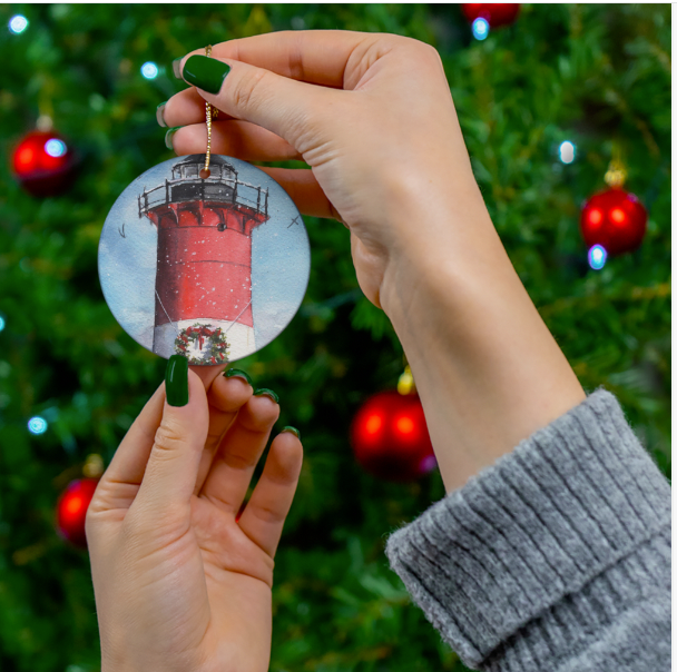 Nauset Light Christmas Ceramic Christmas Ornament