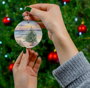 Beach Christmas Basket Ceramic Christmas Ornament