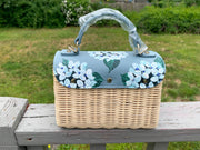 Hand Painted Hydrangea Bag, Blue *Reserved*