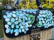 Hand Painted Hydrangea Bag Navy