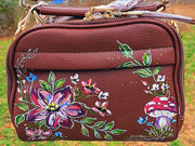 Hand-Painted Florals Dual Entry Crossbody Bag, Mocha