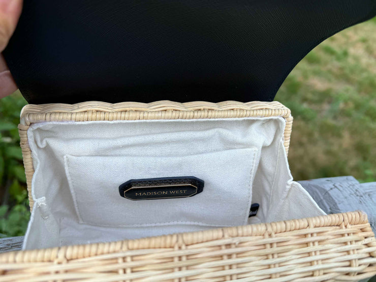 Hand Painted Hydrangea Bag Navy