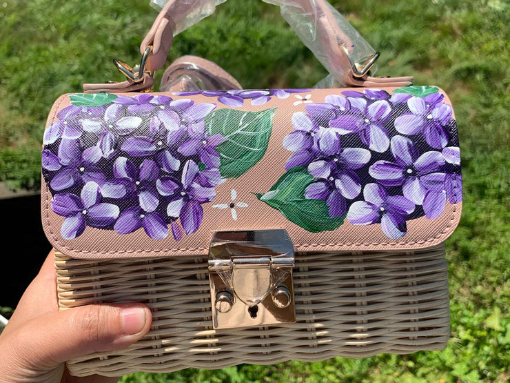 Custom Hand Painted Hydrangea Bag