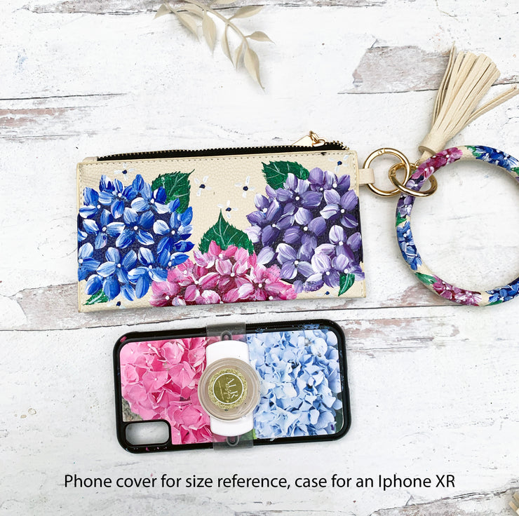 Custom Hand-Painted Hydrangea Wristlet