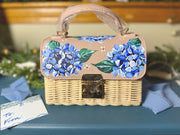 Hand Painted Hydrangea Bag Blue-01