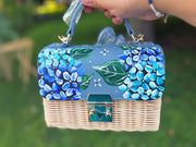 Hand Painted Hydrangea Bag Blue 06