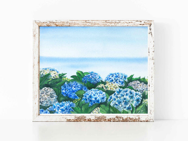Blue Hydrangeas 5x7, 8x10 or 11x14 in. Fine Art Print.