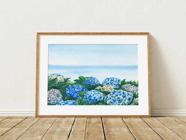 Blue Hydrangeas 5x7, 8x10 or 11x14 in. Fine Art Print.