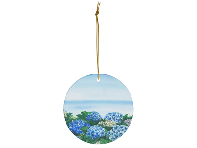 Blue Hydrangeas Ceramic Christmas Ornament