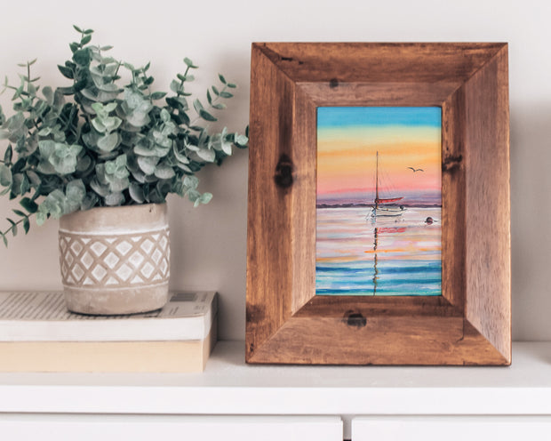 Rainbow Sunset Sail Coastal Watercolor Print – 5x7, 8x10, or 11x14 Fine Art by ALR Designs