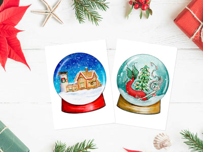 Snow globe Christmas Card Set
