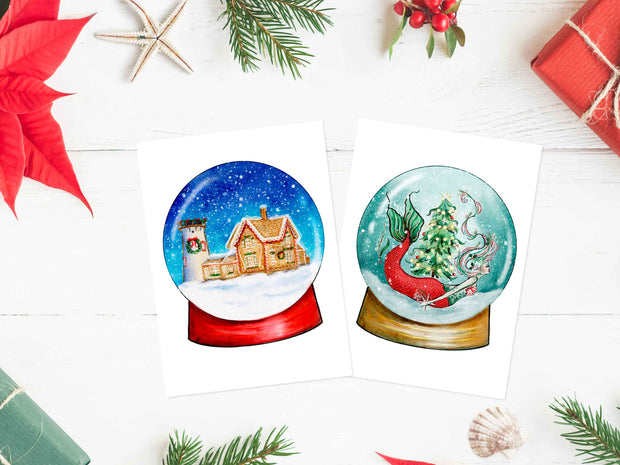 Snow globe Christmas Card Set