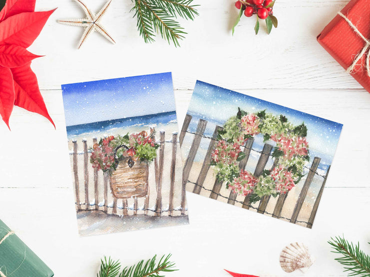 Hydrangea Beach Christmas Card Set
