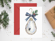 Oyster and Holly Ornament Christmas Greeting Card
