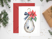 Oyster and Poinsettia  Ornament Christmas Greeting Card