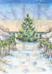 Christmas Beach Sunset Blank Christmas Greeting Card