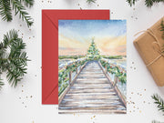 Christmas Beach Boardwalk Blank Christmas Greeting Card