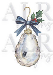 Oyster and Holly Ornament Christmas Greeting Card