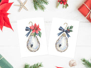 Oyster Christmas Ornament Greeting Card or Notecard Set