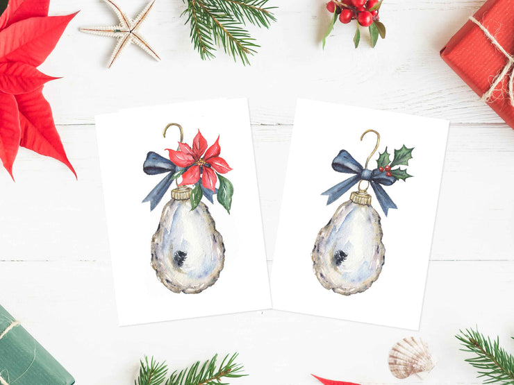 Oyster Christmas Ornament Greeting Card or Notecard Set