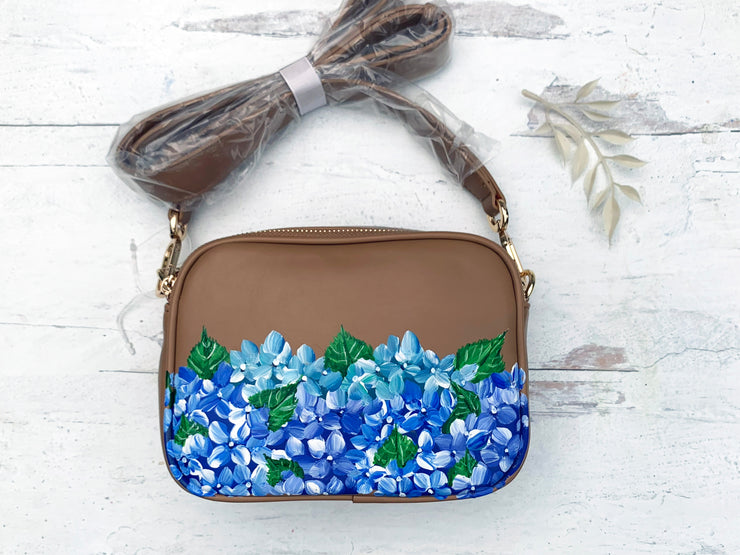 Crossbody Hand Painted Hydrangea Bag 11