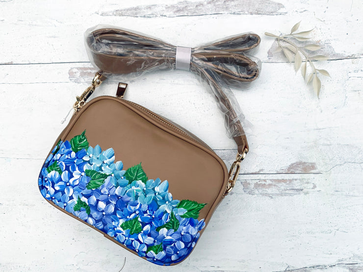 Crossbody Hand Painted Hydrangea Bag 11