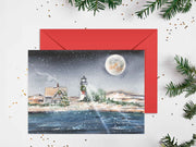 Sandy Neck Light Christmas 5x7 Blank Christmas Greeting Card