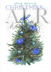 Christmas Hydrangea Tree 5x7 Blank Christmas Greeting Card
