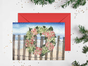 Christmas Hydrangea Wreath 5x7 Blank Christmas Greeting Card