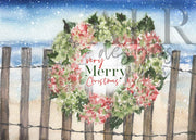 Christmas Hydrangea Wreath 5x7 Blank Christmas Greeting Card