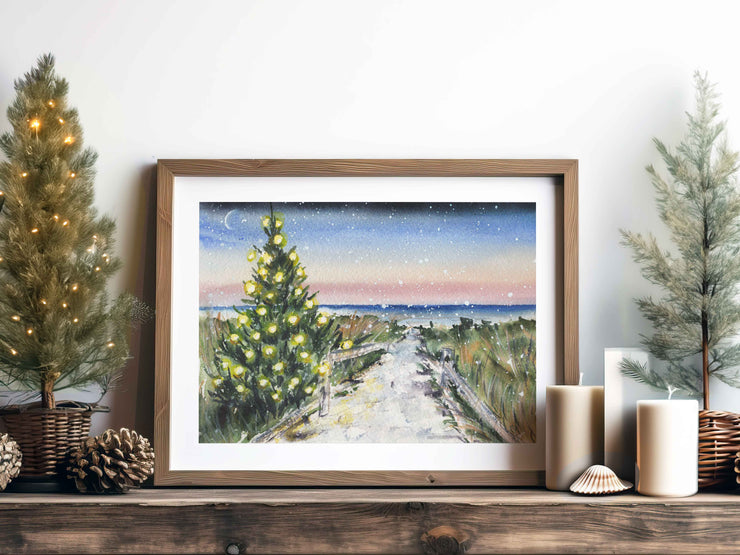 Christmas Beach Dusk 8x10 or 5x7 Fine Art Print