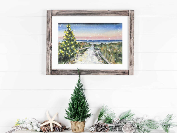 Christmas Beach Dusk 8x10 or 5x7 Fine Art Print
